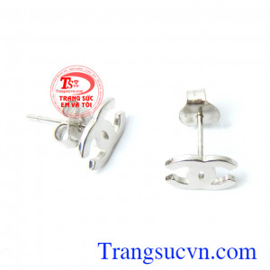 Hoa tai thời trang vàng trắng 18k