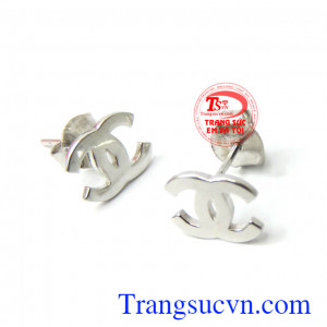 Hoa tai thời trang vàng trắng 18k bảo hành 12 tháng.