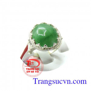 Nhẫn ngọc cẩm thạch sang trọng, nhẫn bạc bọc cẩm thạch, nhẫn nữ quý phái, nhẫn nữ ngọc jadeite sang trọng, tôn thêm vẻ đẹp quyễn rũ cho phái nữ