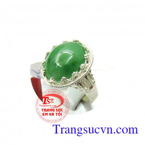 Nhẫn ngọc cẩm thạch sang trọng, nhẫn bạc bọc cẩm thạch, nhẫn nữ quý phái, nhẫn nữ ngọc jadeite sang trọng, tôn thêm vẻ đẹp quyễn rũ cho phái nữ