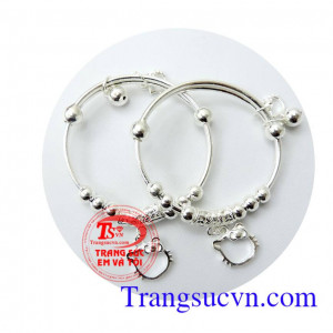 Lắc bạc mèo xinh xắn cho bé