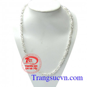 Dây chuyền mắt xích trụ bạc nam