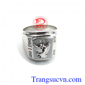 Nhẫn nam vàng trắng đại bàng tung cánh Thiết kế và chế tác nhẫn nam theo yêu cầu