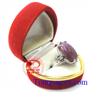 Nhẫn bạc nữ ruby quý phái