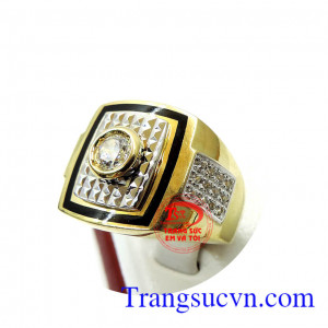 Nhẫn nam vàng đá trắng