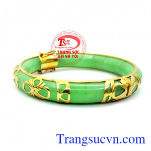 Vòng ngọc cẩm thạch bọc vàng 10k