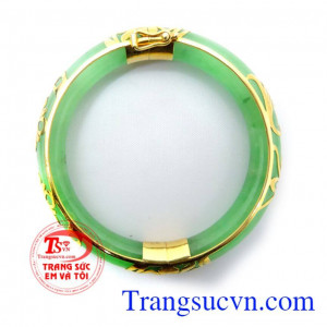 Vòng ngọc cẩm thạch bọc vàng 10k