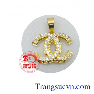 Mặt dây vàng nữ tinh tế đính đá trắng sáng lấp lánh,vàng tây đảm bảo chất lượng