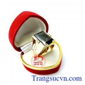 Nhẫn nam vàng đá đen