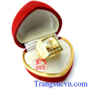Nhẫn nam vàng đá vuông
