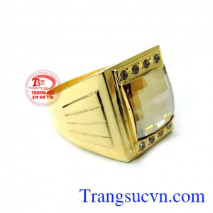 Nhẫn nam vàng đá vuông