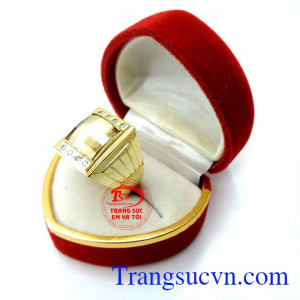 Nhẫn nam vàng đá vuông
