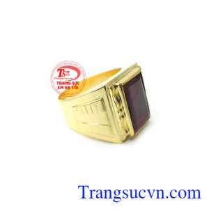 Nhẫn vàng đá đỏ nam