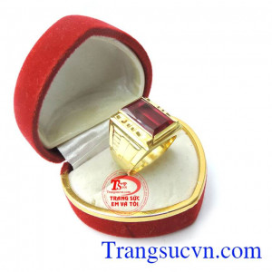 Nhẫn vàng đá đỏ nam