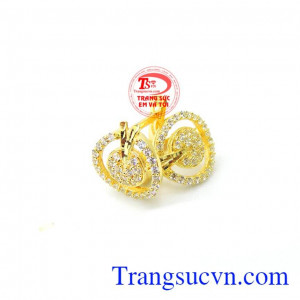 Hoa tai tròn cổ điển, hoa tai 10k, chất lượng đảm bảo, chế tác tinh xảo, mang đến cho người đeo vẻ đẹp sang trọng, quý phái.