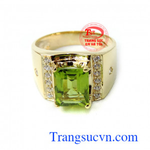 Nhẫn nam vàng Peridot cho Mệnh Hỏa