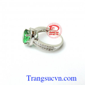 Nhẫn nữ vàng trắng đá xanh