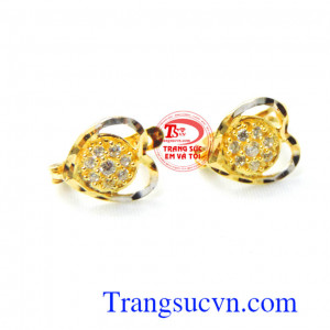 Đôi trái tim chung nhịp đập đeo hoa tai vàng tây, hoa tai đá quý, hoa tai hộ mệnh đeo hợp thời trang giao hoa tai toàn quốc,