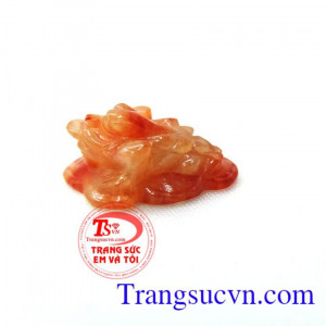 Thiềm thừ cẩm thạch đỏ cam, mặt cẩm thạch thiên nhiên cóc ngậm tiền