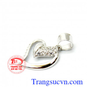 Mặt trái tim vàng trắng 18k đẹp