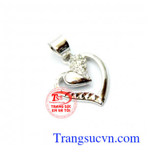 Mặt trái tim vàng trắng 18k đẹp