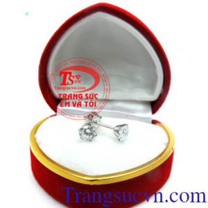 Bông tai vàng trắng nhỏ xinh, bông tai vàng trắng 18k cam kết chuẩn chất lượng 100% , sản phẩm bảo hàng 12 tháng, có thu mua lại với thời hạn vĩnh viễn.