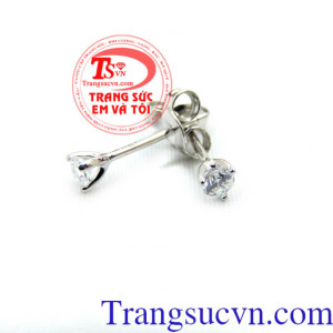 Bông tai nữ thanh lịch, bông tai nữ vàng trắng 18k tôn lên nét đẹp thanh lịch và dịu dàng của người phụ nữ