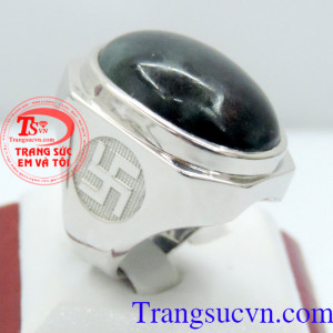 Nhẫn nam vàng trắng 14k bản to