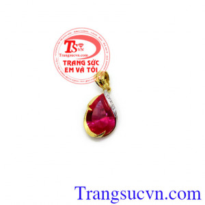 Mặt vàng giọt nước hồng, mặt dây chuyền vàng tây giọt nước mắt đẹp, mặt nữ vàng tây 10k đính đá quý sang trọng