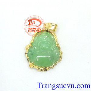 Mặt Di Lặc bọc vàng tinh tế,mặt dây chuyền đẹp, mặt di lặc bọc vàng 10k tinh tế, mặt ngọc cẩm thạch thiên nhiên chuẩn chất lượng, đeo phong thủy, mang lại may mắn tiền tài.