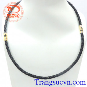 Ngôi sao may mắn dây da bọc vàng, dây chuyền nam đẹp, dây da bọc vàng hình ngôi sao may mắn , đeo phong cách, bảo hành 6 tháng