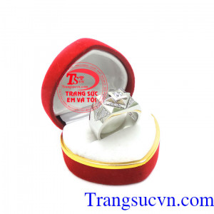 Nhẫn nam vàng trắng tinh xảo, nhẫn nam vàng 10k đẹp, nhẫn nam vàng trắng sáng, bền màu, sang trọng