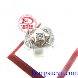 Nhẫn nam vàng trắng tinh xảo, nhẫn nam vàng 10k đẹp, nhẫn nam vàng trắng sáng, bền màu, sang trọng