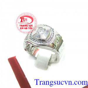 Nhẫn nam vàng trắng tinh xảo, nhẫn nam vàng 10k đẹp, nhẫn nam vàng trắng sáng, bền màu, sang trọng, Nhẫn nam vàng trắng tinh xảo