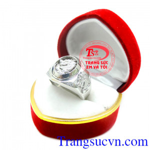 Nhẫn nam rồng bay vàng trắng mạnh mẽ