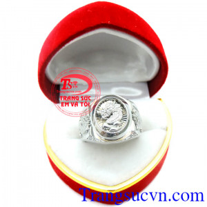 Nhẫn nam rồng bay vàng trắng mạnh mẽ