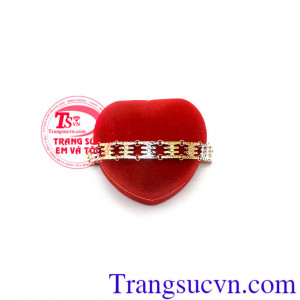 Lắc nữ 3 màu Italy sang trọng, lắc vàng tây 18k nữ đẹp sang trọng, lắc nữ vàng làm quà tặng, lắc nữ nhập khẩu italy bền màu, có giấy kiểm định