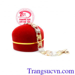 Lắc nữ 3 màu Italy sang trọng, lắc vàng tây 18k nữ đẹp sang trọng, lắc nữ vàng làm quà tặng, lắc nữ nhập khẩu italy bền màu, có giấy kiểm định