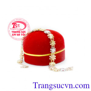 Lắc nữ hoa tinh tế, lắc nữ vàng tây đẹp. 