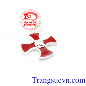 Mặt thánh giá đỏ rồng bạc
