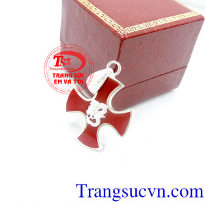 Mặt thánh giá đỏ rồng bạc