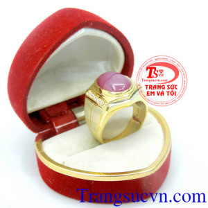 Nhẫn vàng ruby thiên nhiên, Nhẫn nam vàng tây đảm bảo chất lượng Uy tín, Đeo hợp phong thủy