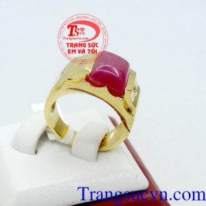 Nhẫn nam ruby chữ nhật, nhẫn nam ruby thiên nhiên chuẩn chất lượng, đẹp, giá chuẩn, có giấy kiểm định, thu mua lại với thời hạn vĩnh viễn