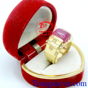 Nhẫn nam ruby chữ nhật, nhẫn nam ruby thiên nhiên chuẩn chất lượng, đẹp, giá chuẩn, có giấy kiểm định, thu mua lại với thời hạn vĩnh viễn