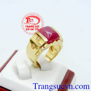 Nhẫn nam ruby chữ nhật, nhẫn nam ruby thiên nhiên chuẩn chất lượng, đẹp, giá chuẩn, có giấy kiểm định, thu mua lại với thời hạn vĩnh viễn