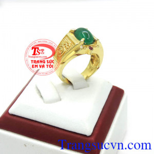 Nhẫn nam phong cách, bán nhẫn nam vàng tây 14k gắn đá emerald thiên nhiên,có giấy kiển định tuổi vàng và giấy kiểm định đá quý kèm theo bảo hành 1 năm.