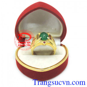 Nhẫn nam phong cách, bán nhẫn nam vàng tây 14k gắn đá emerald thiên nhiên,có giấy kiển định tuổi vàng và giấy kiểm định đá quý kèm theo bảo hành 1 năm.