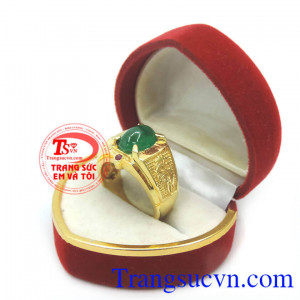 Nhẫn nam phong cách, bán nhẫn nam vàng tây 14k gắn đá emerald thiên nhiên,có giấy kiển định tuổi vàng và giấy kiểm định đá quý kèm theo bảo hành 1 năm.