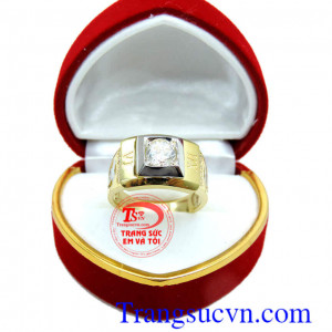 Nhẫn nam vàng tây hạt trắng