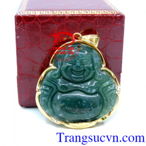Mặt dây phật di lặc bọc vàng Jadeite